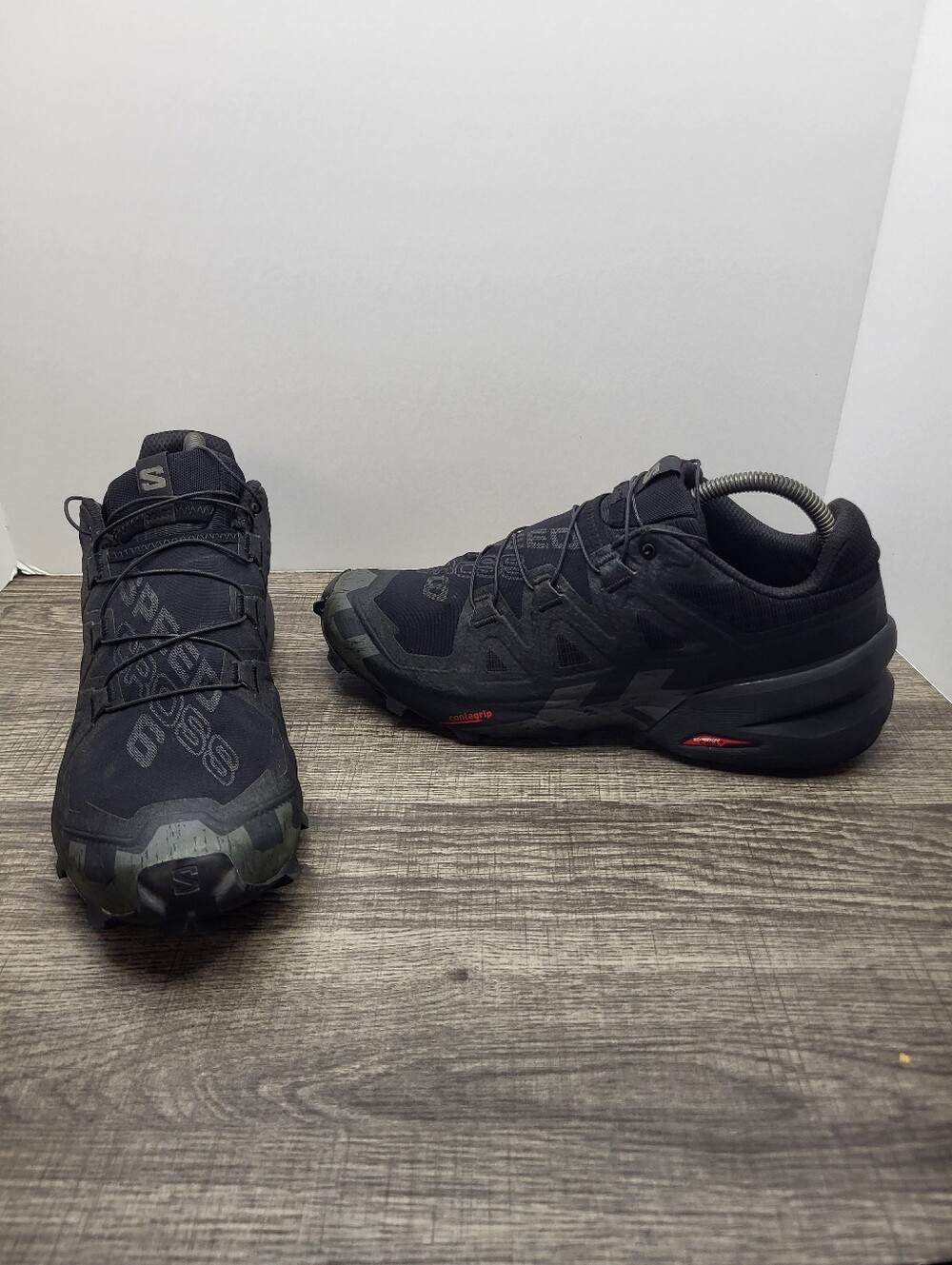 Salomon Speedcross 6 Trail Running Shoes Black Hiking Terrain Sneakers Mens Sz 8